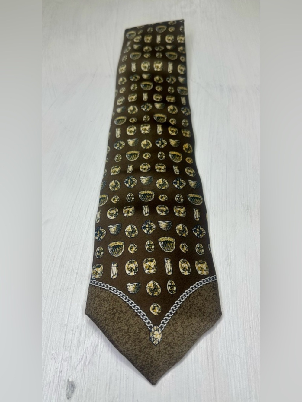 Gianfranco Ferre 90’s Vintage Silk Tie Brown Gold Old Money Italy LuxuryDesigner - Picture 3 of 9